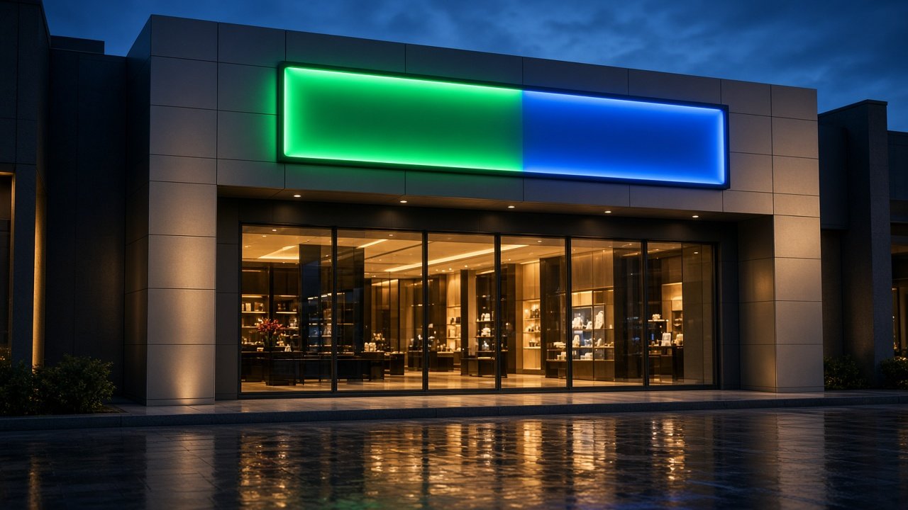 Night-true glow boards — Backlit identity · street presence
