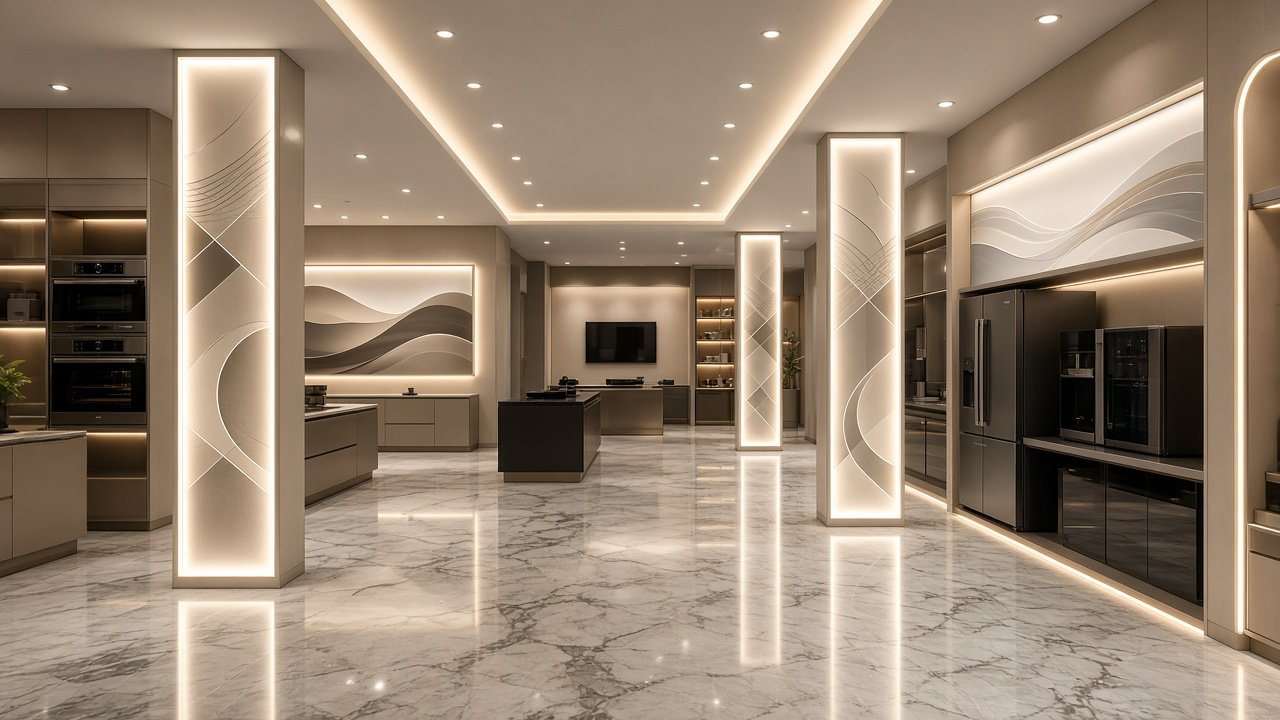 In-shop branding — Pillars, lightboxes, ISB walls