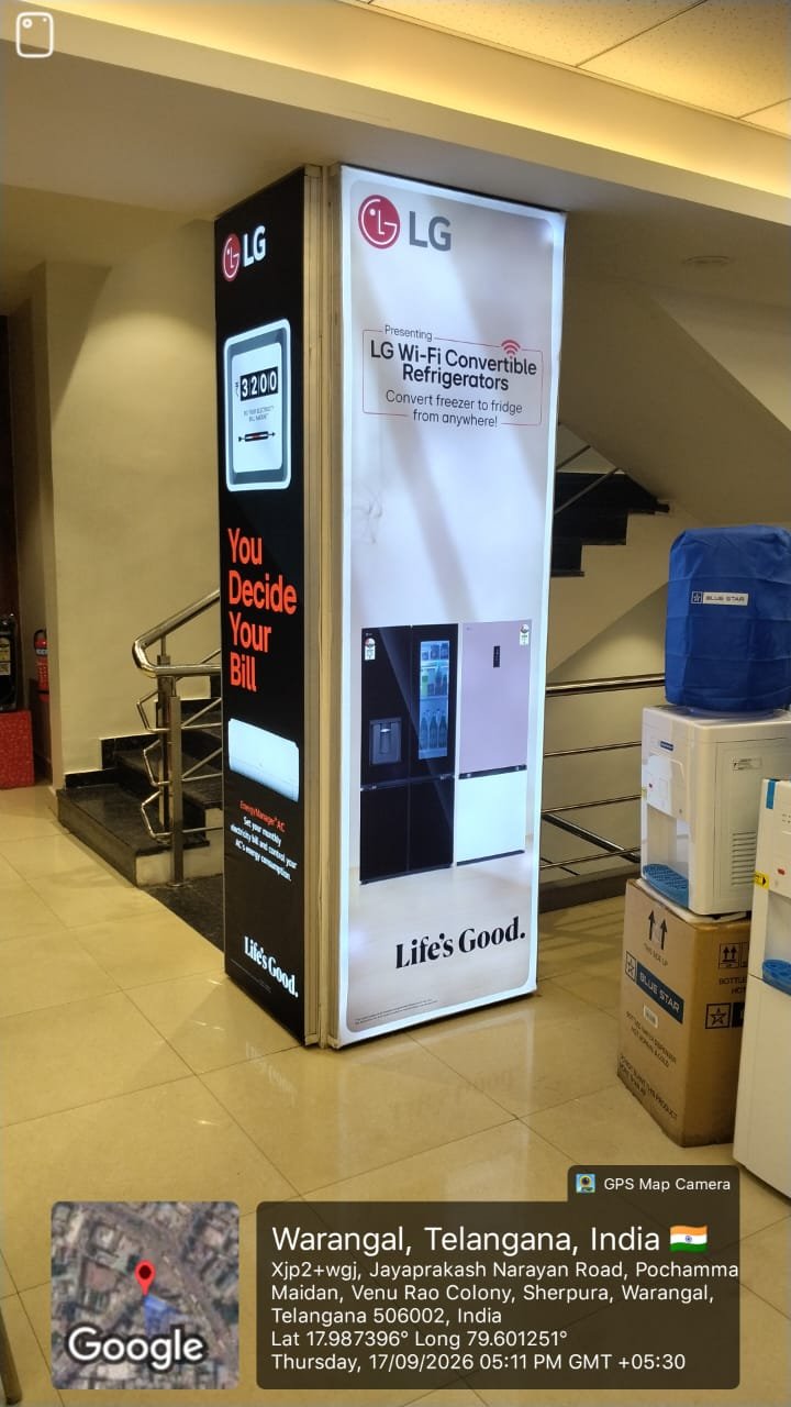LG pillar glow · Warangal — Indoor glow · ISB